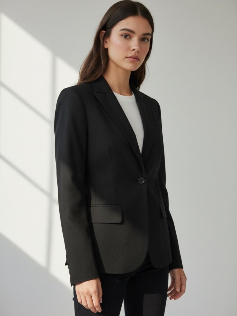 Theory Gabe B Black Stretch Wool Blazer One Button 2 Office Siren Minimalist